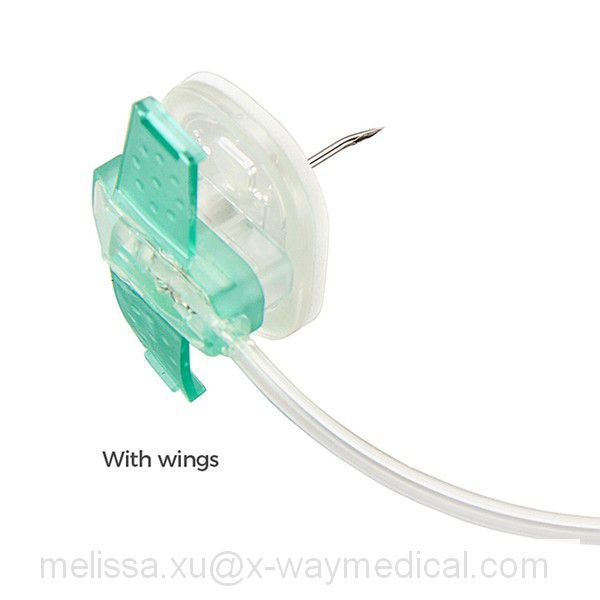 Butterfly Safety Huber needles, micro bore tubing with tip bent puncture needle