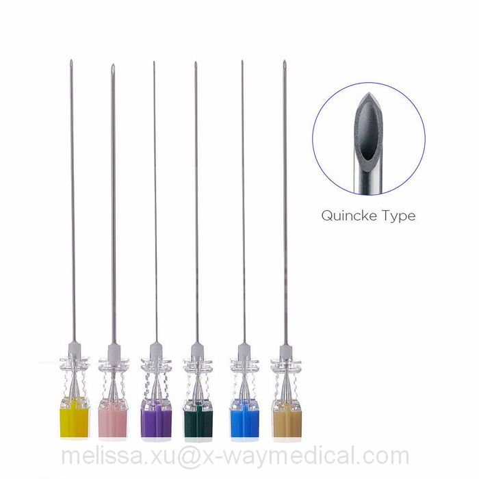Spinal needle quincke tip with without 20G introducer, subarachnoid spine puncture injection needles 18G 19G 20G 21G 22G – 27G 38mm to 220mm
