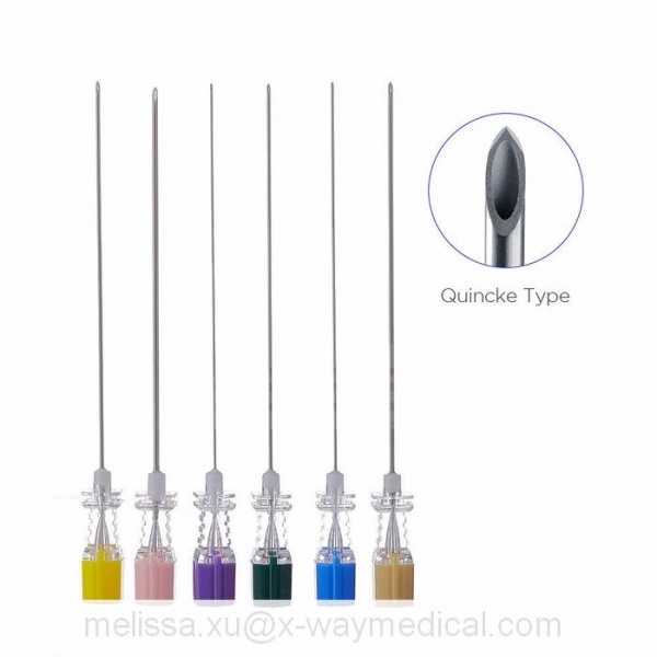 Spinal needle quincke tip with without 20G introducer, subarachnoid spine puncture injection needles 18G 19G 20G 21G 22G – 27G 38mm to 220mm