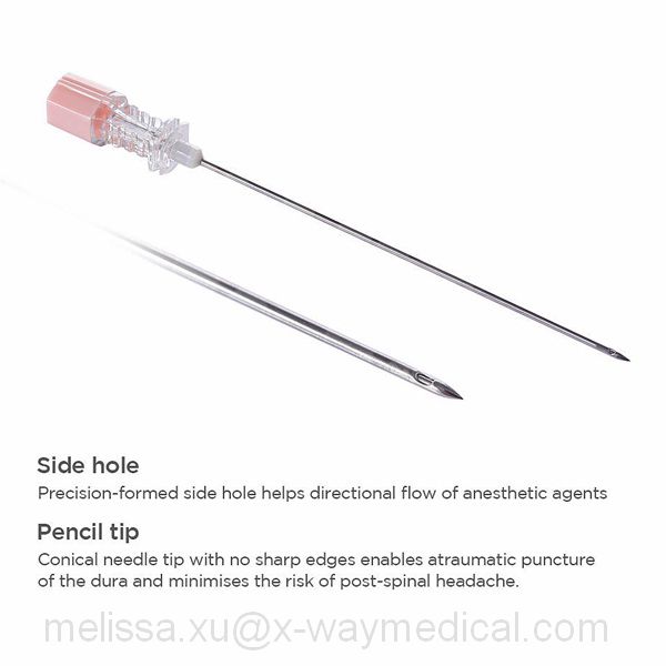 Anaesthesia Spinal needle tip with pencil point and 20G introducer, subarachnoid spine puncture injection needles 22G – 27G 90mm to 220mm