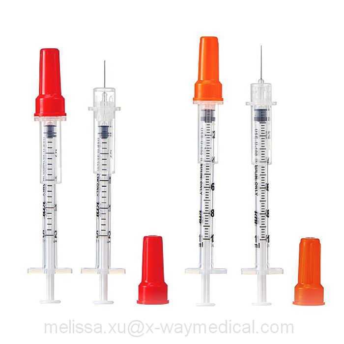 Disposable Retractable Insulin Syringe, 0.5ml 1ml 0.3ml 27g -31g U-40 U-100 safety cap protection injection syringe needle