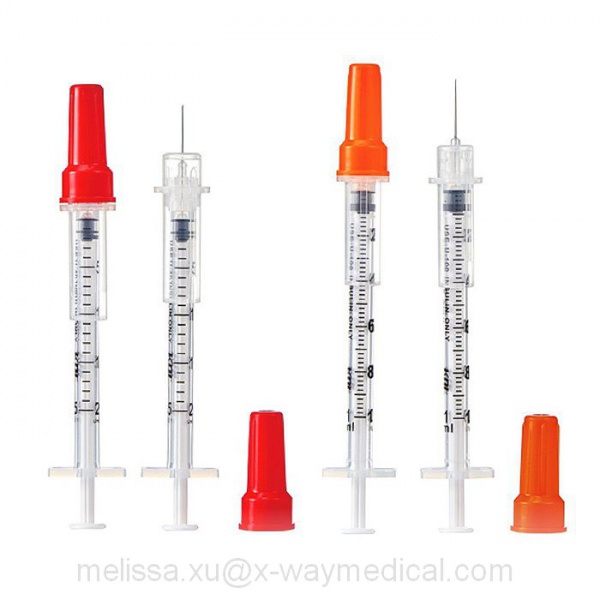 Disposable Retractable Insulin Syringe, 0.5ml 1ml 0.3ml 27g -31g U-40 U-100 safety cap protection injection syringe needle