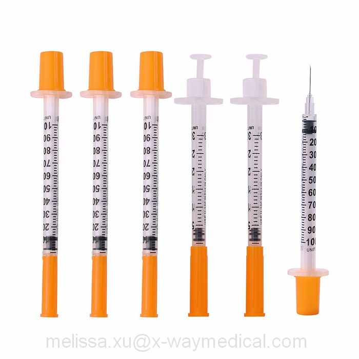 Disposable Retractable Insulin Syringe, 0.5ml 1ml 0.3ml 27g -31g U-40 U-100 safety cap protection injection syringe needle