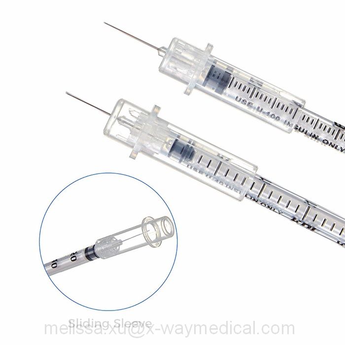 Disposable Retractable Insulin Syringe, 0.5ml 1ml 0.3ml 27g -31g U-40 U-100 safety cap protection injection syringe needle