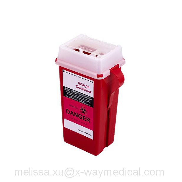 Clinical danger Waste Sharp Container, hospital 5 Quart mail box lid needle syringe collection storage box