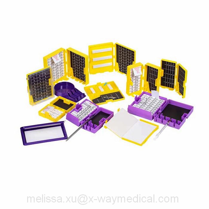 Disposable Sharps organization counting magnetic board box, contaminated sutures blades needles management station