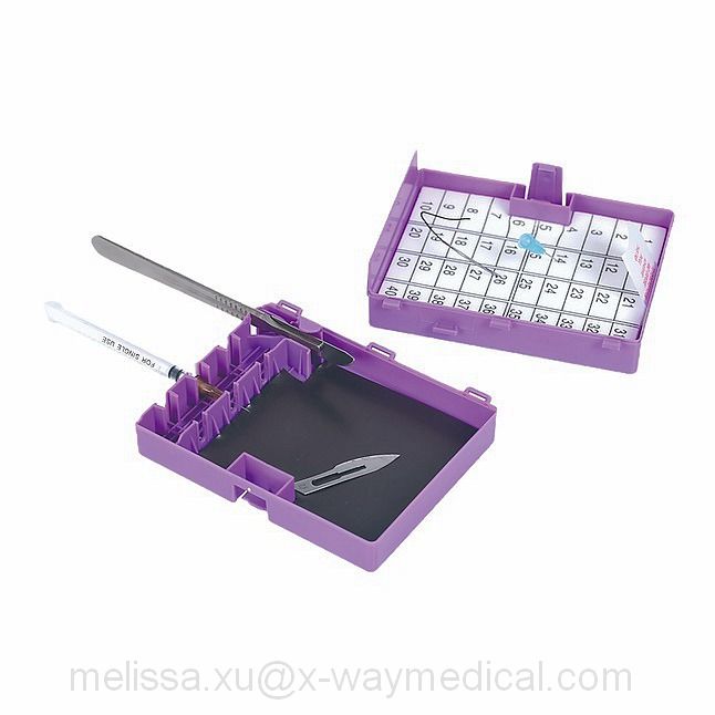 Disposable Sharps organization counting magnetic board box, contaminated sutures blades needles management station