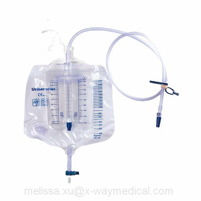 120cm 2600ml Urinary drainage collecting vessel, Urine collection bag with 400ml Meter anti-reflux drip chamber