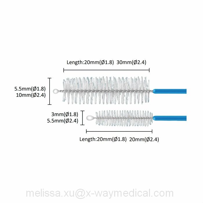Single double ended 1.5mm 3.0mm 5.0mm Endoscopic channel Cleaning brush, Endoscopy pliers tube entocoele and valve brush cleaner