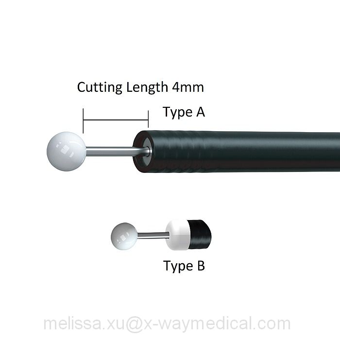 Ball tip high frequency cutter marker and bleeding stopper with irrigation function, Insulation Ceramic ball CT cylindrical square tunnel cutting Knife