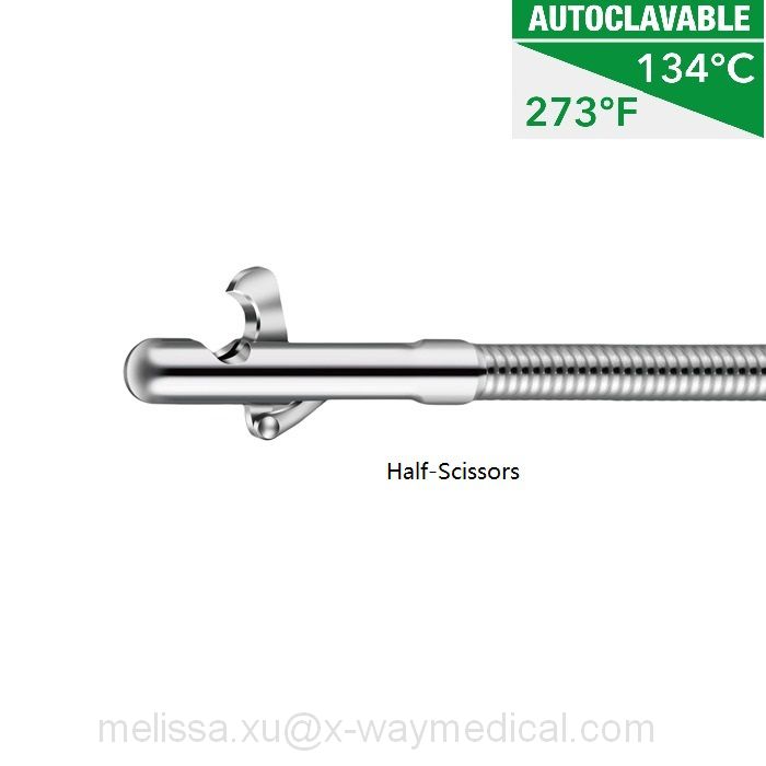 2.4mm Endoscopic reusable tissue cutting scissors, autoclavable biopsy ligature tape half-scissors cutter forfex