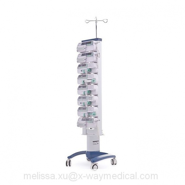 Hospital Clinics IV pole with tray, powerful syringe and infusion pumps holding stand integration system