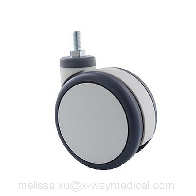 100mm 125mm Twin wheels swivel caster with total brake, PA TPU TPE built-in precision steel ball double wheel silent casters 