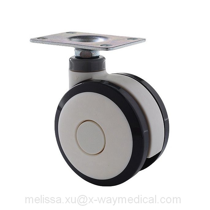 100mm 125mm Twin wheels swivel caster with total brake, PA TPU TPE built-in precision steel ball double wheel silent casters 
