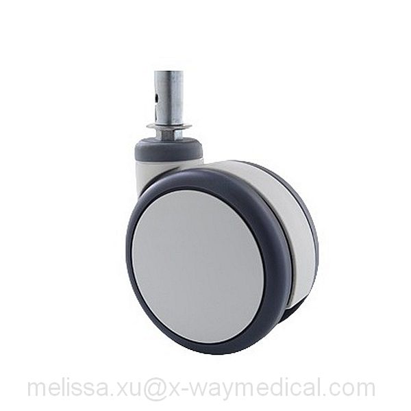 100mm 125mm Twin wheels swivel caster with total brake, PA TPU TPE built-in precision steel ball double wheel silent casters 