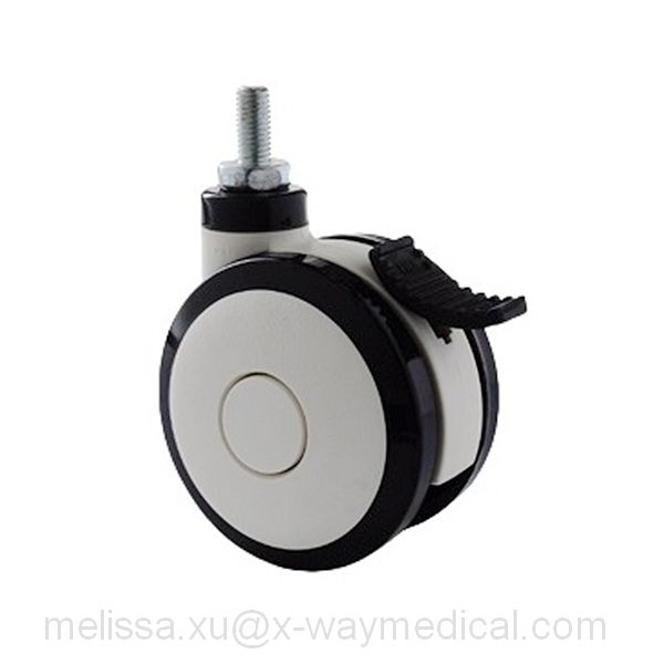 100mm 125mm Twin wheels swivel caster with total brake, PA TPU TPE built-in precision steel ball double wheel silent casters 
