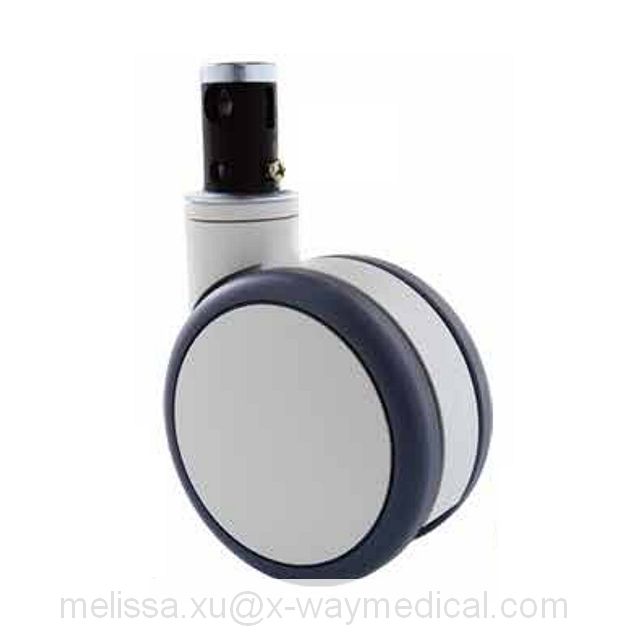 125mm 150mm total free Twin wheels central locking caster, 30 45 degree pedal direction double ball bearings trundle truckles for hospital bed equipment