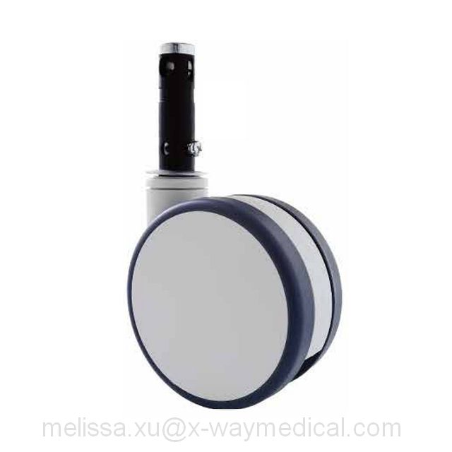 125mm 150mm total free Twin wheels central locking caster, 30 45 degree pedal direction double ball bearings trundle truckles for hospital bed equipment