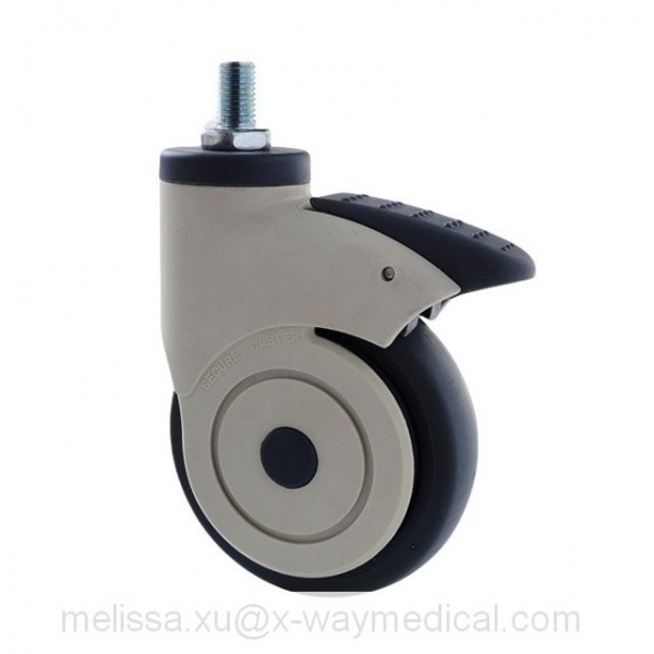Durable Single wheel swivel caster with total brake, Precision Silent washable ball bearing TPU TPE PA hospital bed wheels