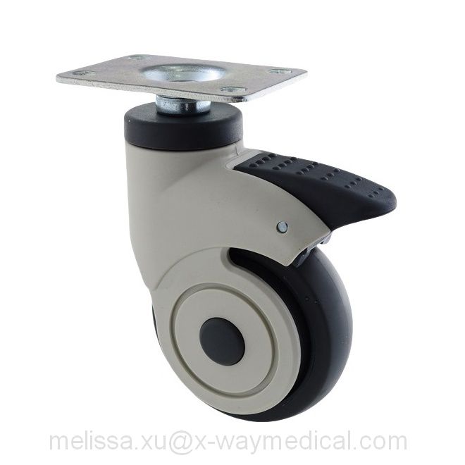 Durable Single wheel swivel caster with total brake, Precision Silent washable ball bearing TPU TPE PA hospital bed wheels
