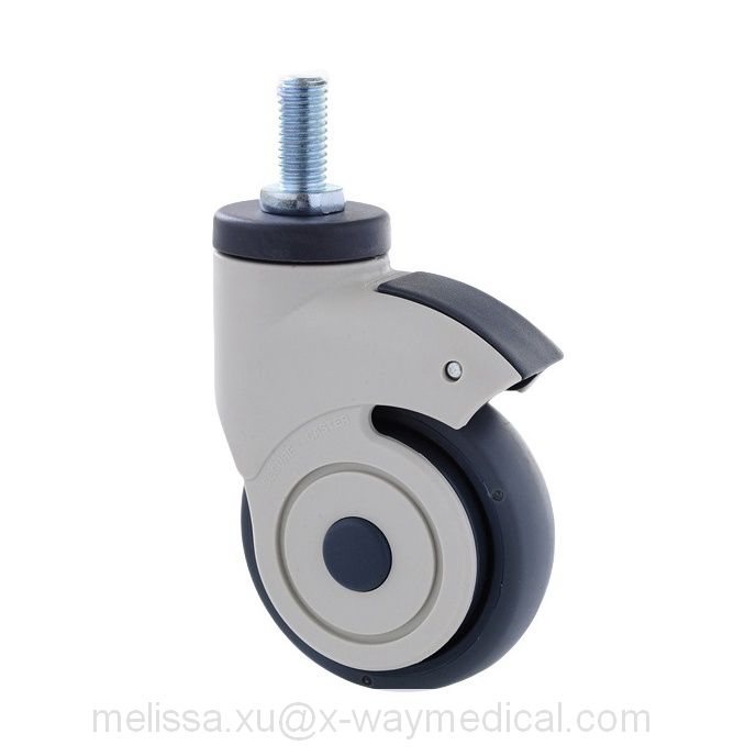 Durable Single wheel swivel caster with total brake, Precision Silent washable ball bearing TPU TPE PA hospital bed wheels
