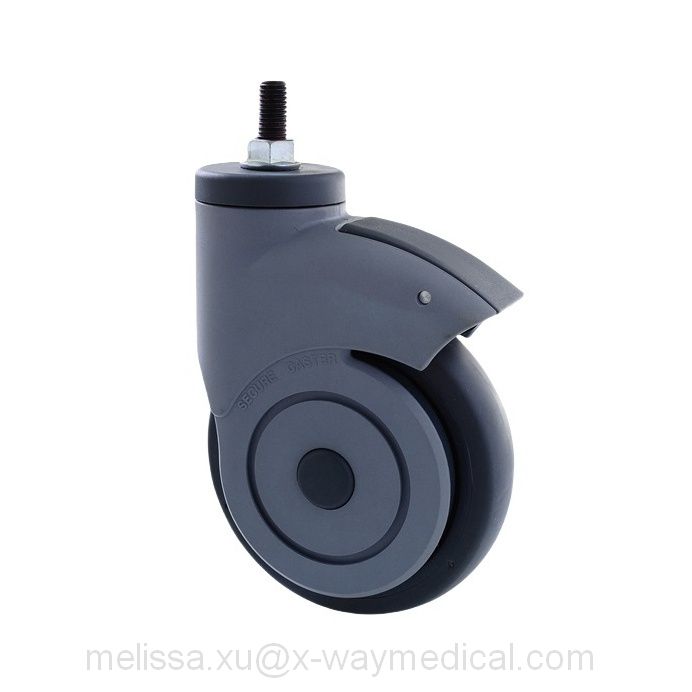 Durable Single wheel swivel caster with total brake, Precision Silent washable ball bearing TPU TPE PA hospital bed wheels