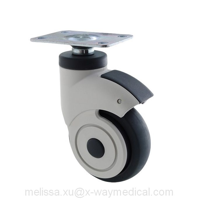 Durable Single wheel swivel caster with total brake, Precision Silent washable ball bearing TPU TPE PA hospital bed wheels