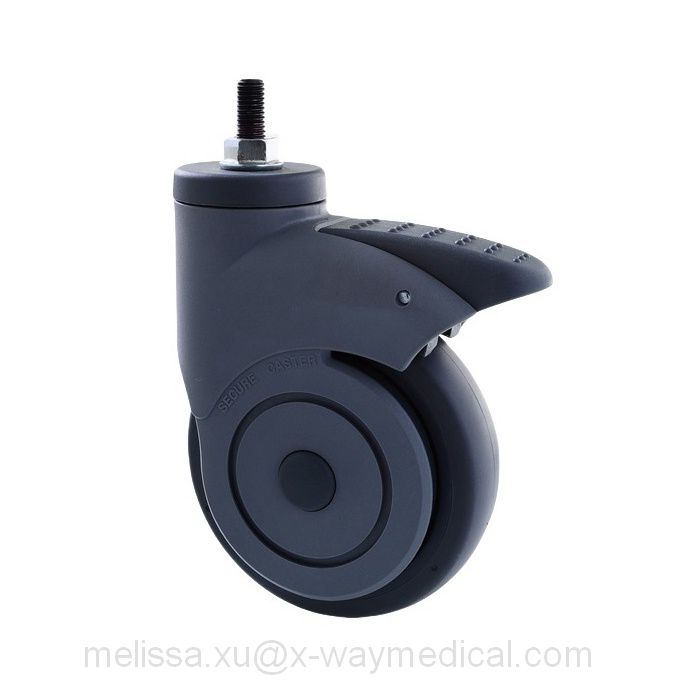 Durable Single wheel swivel caster with total brake, Precision Silent washable ball bearing TPU TPE PA hospital bed wheels