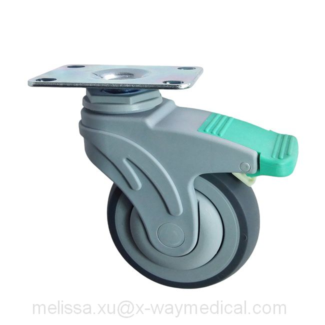 Flexible Single Wheel double pedal caster, Nylon precision silent bearing Directional Swivel caster with total brake truckles trundles