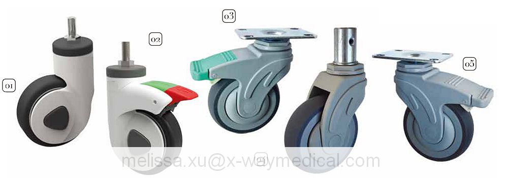 Flexible Single Wheel double pedal caster, Nylon precision silent bearing Directional Swivel caster with total brake truckles trundles