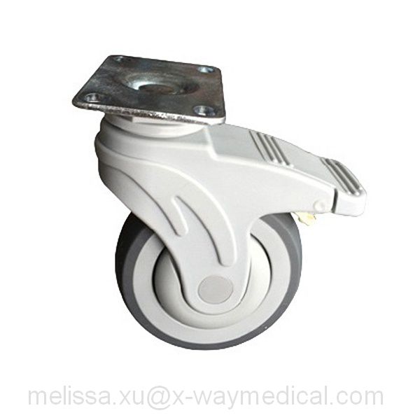 Flexible Single Wheel double pedal caster, Nylon precision silent bearing Directional Swivel caster with total brake truckles trundles