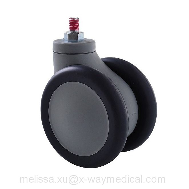 Heavy duty loading quiet no noise caster with 2 pedals, high temperature and grease resistance ball bearings twin wheel swivel caster with total brake