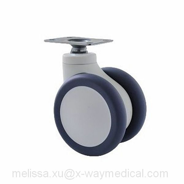 Heavy duty loading quiet no noise caster with 2 pedals, high temperature and grease resistance ball bearings twin wheel swivel caster with total brake