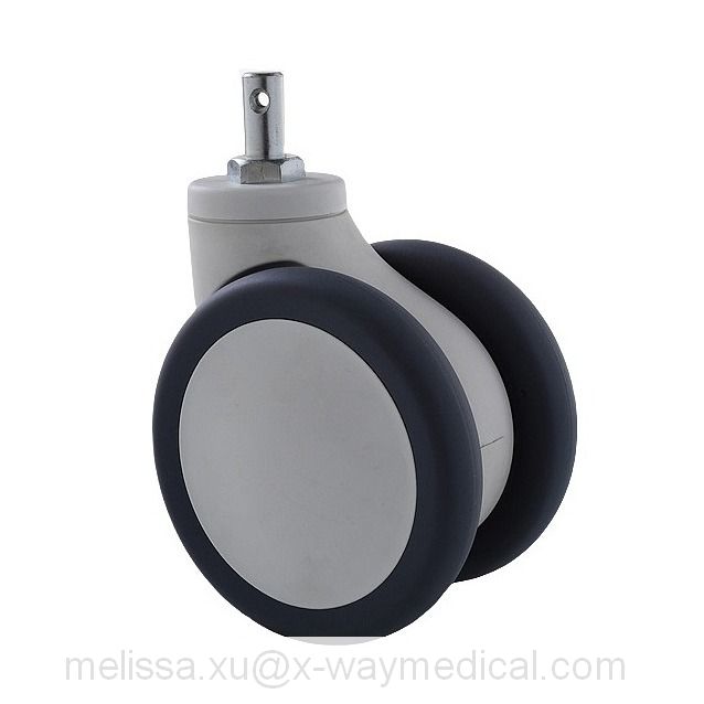 Heavy duty loading quiet no noise caster with 2 pedals, high temperature and grease resistance ball bearings twin wheel swivel caster with total brake