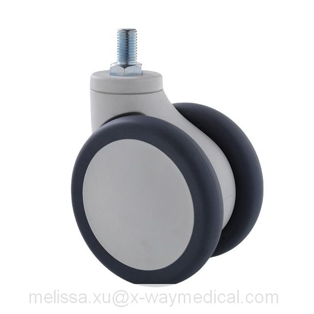 Heavy duty loading quiet no noise caster with 2 pedals, high temperature and grease resistance ball bearings twin wheel swivel caster with total brake