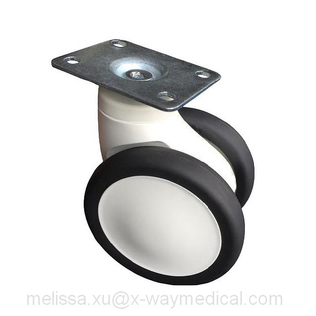 Heavy duty loading quiet no noise caster with 2 pedals, high temperature and grease resistance ball bearings twin wheel swivel caster with total brake