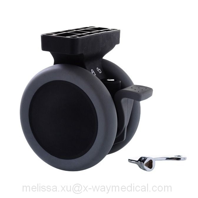 Heavy duty loading quiet no noise caster with 2 pedals, high temperature and grease resistance ball bearings twin wheel swivel caster with total brake