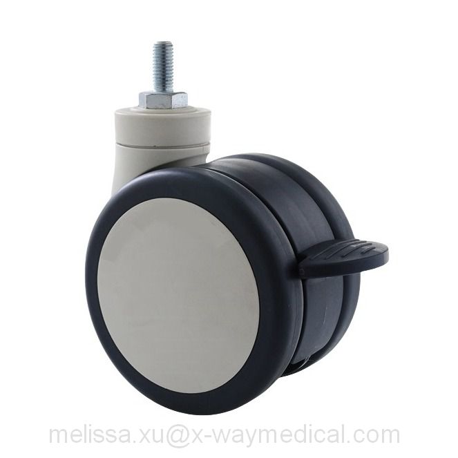 Heavy loading Nylon PA6 Medical Caster, hospital bed chemical low resistance double wheel trundles for Stretcher trolley