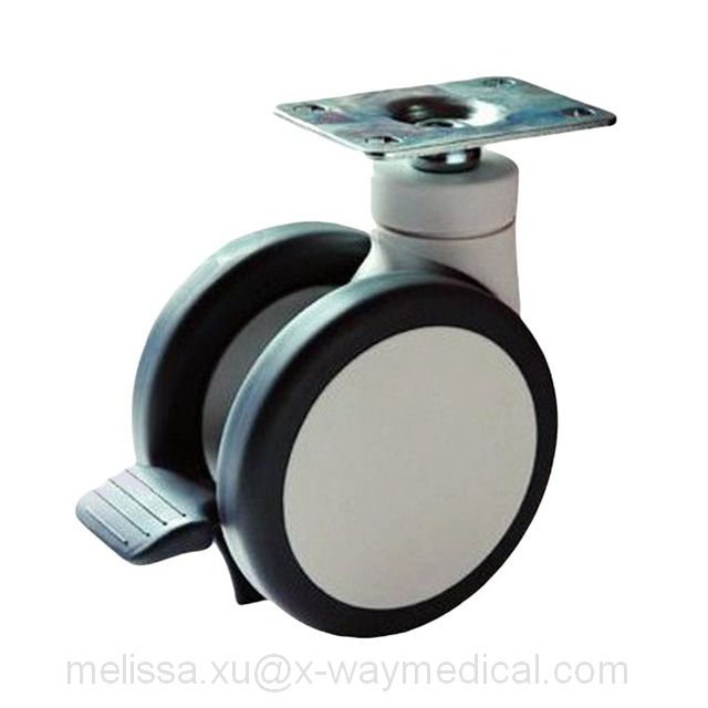 Heavy loading Nylon PA6 Medical Caster, hospital bed chemical low resistance double wheel trundles for Stretcher trolley