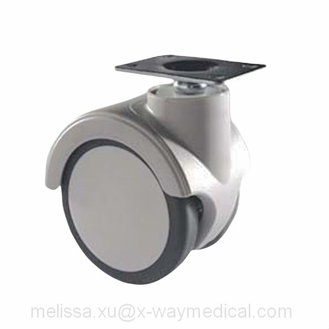 Swivel silent winding phenomenon avoiding caster, Oil and Drug and abrasive resistance double wheel caster with protection shield