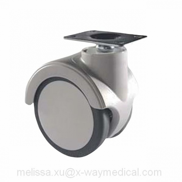 Swivel silent winding phenomenon avoiding caster, Oil and Drug and abrasive resistance double wheel caster with protection shield