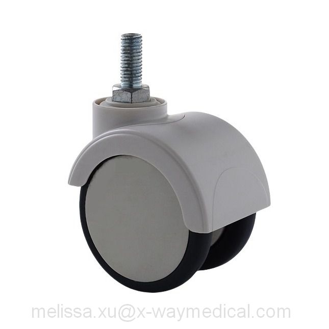 Swivel silent winding phenomenon avoiding caster, Oil and Drug and abrasive resistance double wheel caster with protection shield