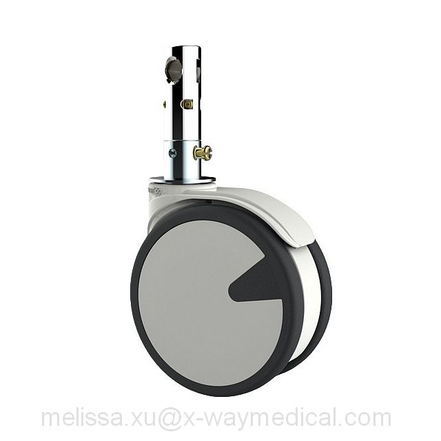TPE TPU 135mm Medical high strength metal Central Locking Double Wheel Caster with Temperature Resistance for Emergency Cart Clinic Trolley