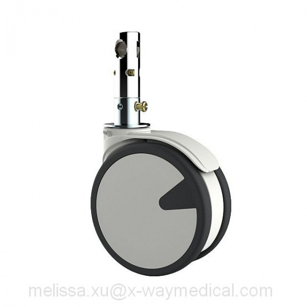 TPE TPU 135mm Medical high strength metal Central Locking Double Wheel Caster with Temperature Resistance for Emergency Cart Clinic Trolley