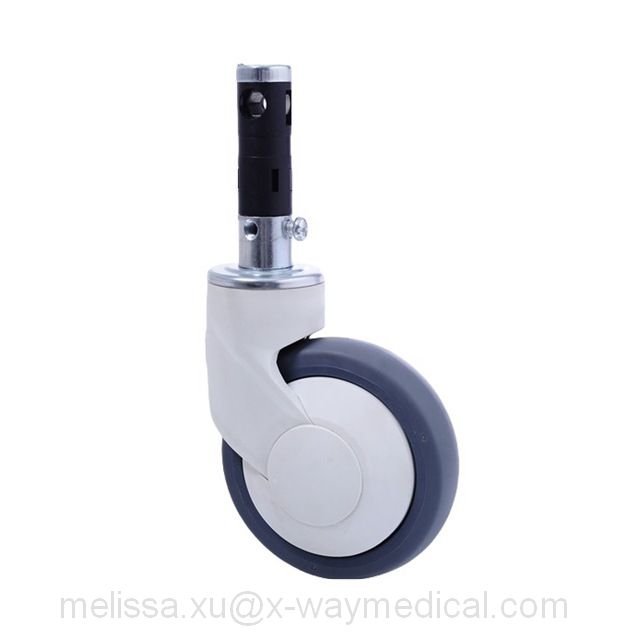 Medical Single wheel fatigue resistance Central Locking Caster, silent Nylon PA6 Total free low noise movement lock Castor