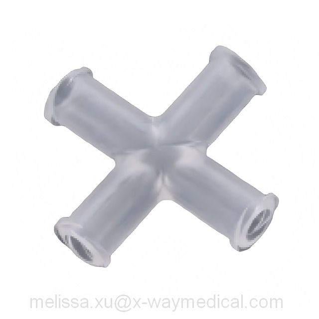 Female luer lock Cross joint, pagoda cruciform connector to extension tubing adapters