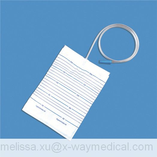 Transparent 2000ml Cheap economic Urine Bag with Anti-Reflux Flutter Valve, economy translucent urinary bladder irrigation drainage collection bags