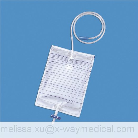 Transparent 2000ml Cheap economic Urine Bag with Anti-Reflux Flutter Valve, economy translucent urinary bladder irrigation drainage collection bags