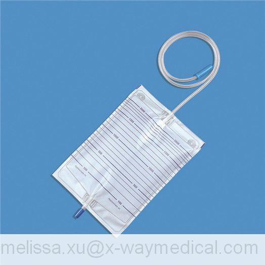 Transparent 2000ml Cheap economic Urine Bag with Anti-Reflux Flutter Valve, economy translucent urinary bladder irrigation drainage collection bags