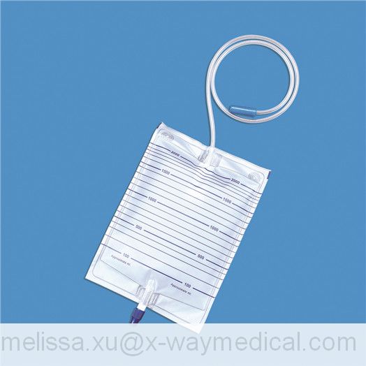 Transparent 2000ml Cheap economic Urine Bag with Anti-Reflux Flutter Valve, economy translucent urinary bladder irrigation drainage collection bags